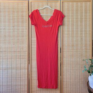 BEBE Short Sleeve Logo Dress